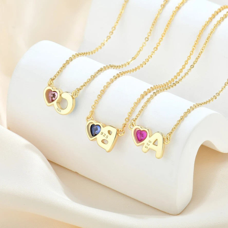Enamel Initial Heart Necklace