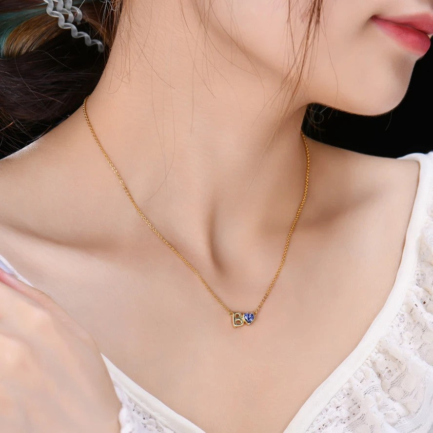 Enamel Initial Heart Necklace