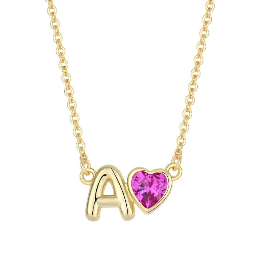 Enamel Initial Heart Necklace