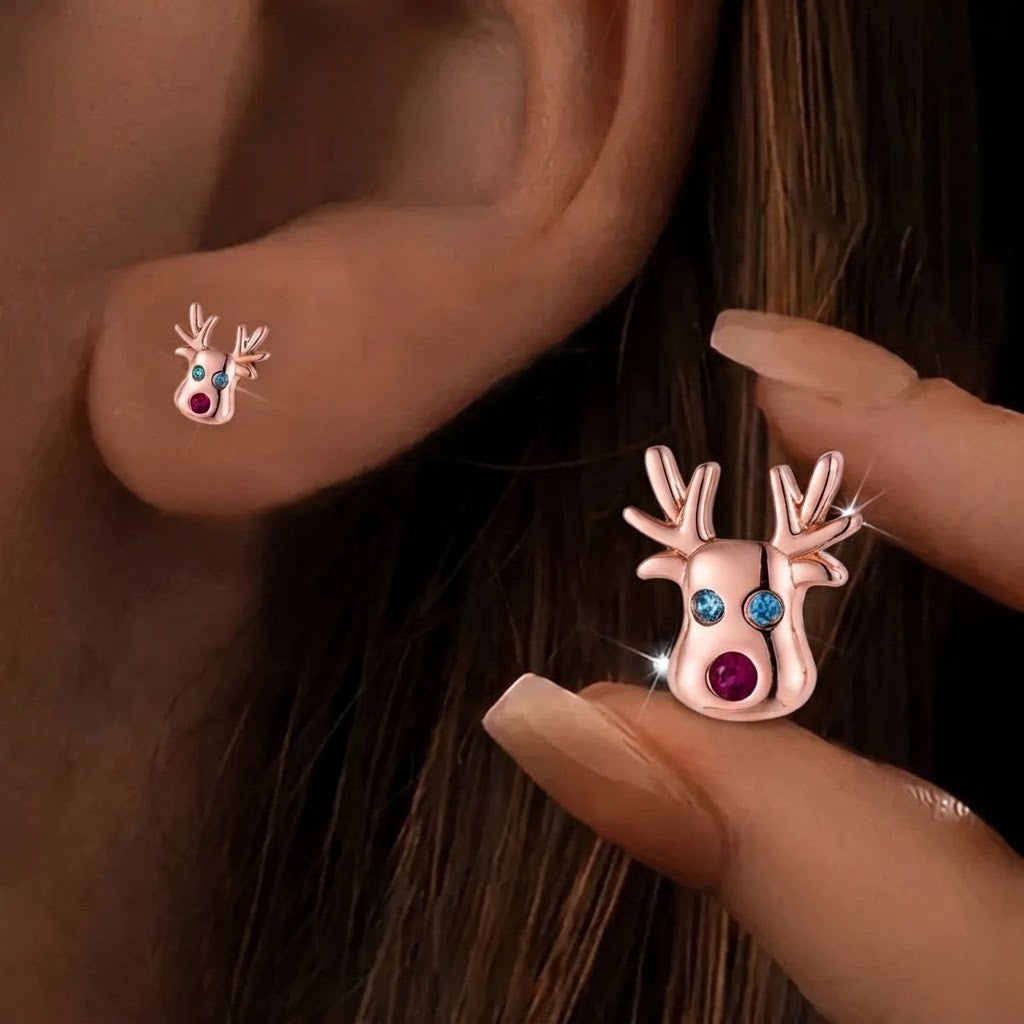 Reindeer Crystal Stud Earrings
