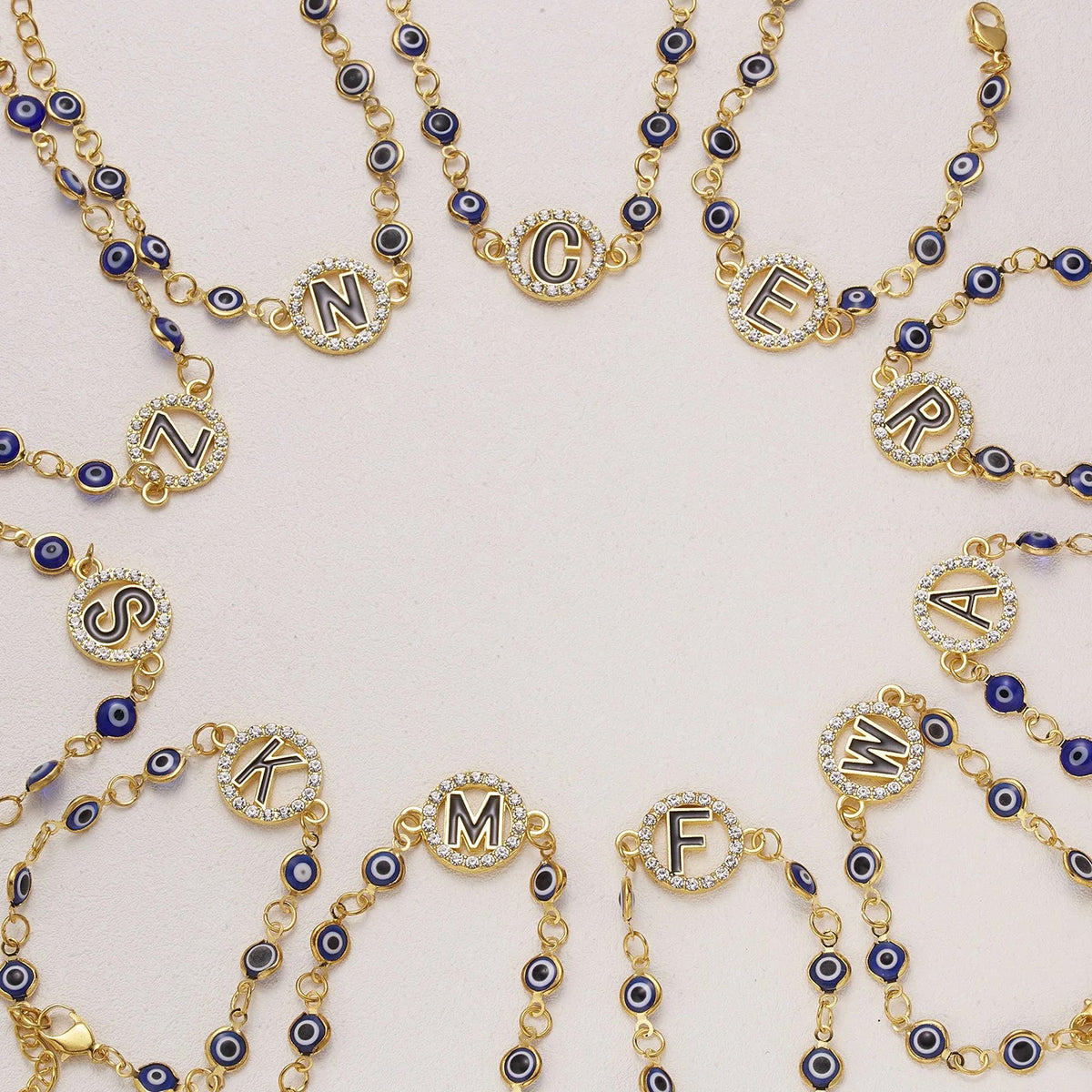 Evil Eye Initial Charm Bracelet