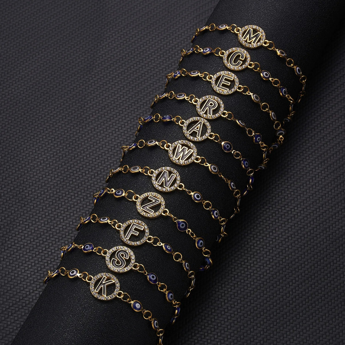Evil Eye Initial Charm Bracelet