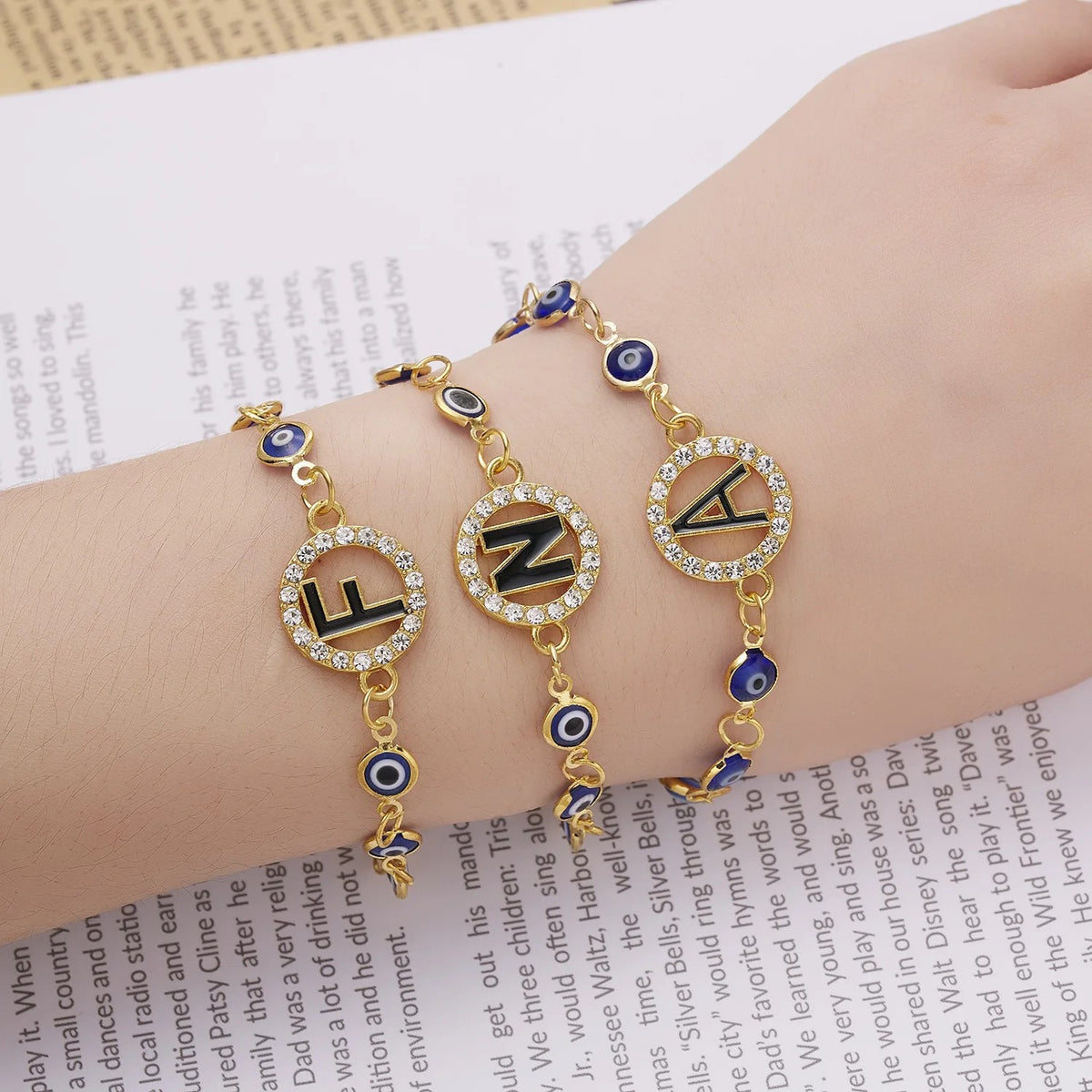 Evil Eye Initial Charm Bracelet