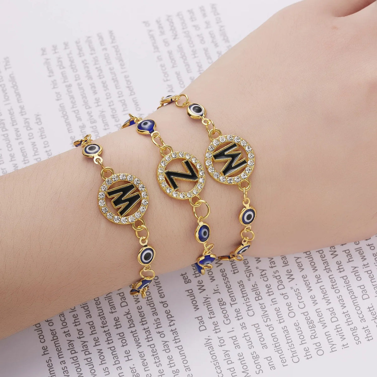 Evil Eye Initial Charm Bracelet