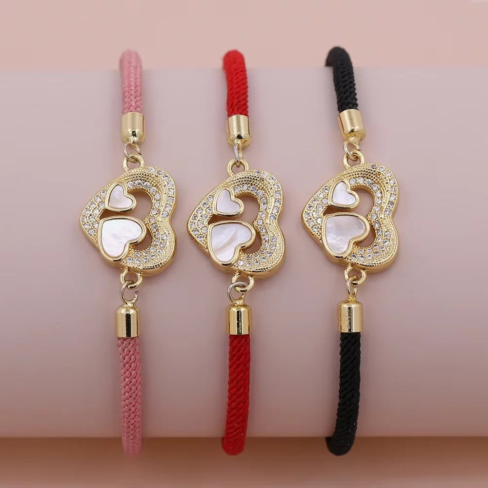 Heart Charm Rope Bracelet