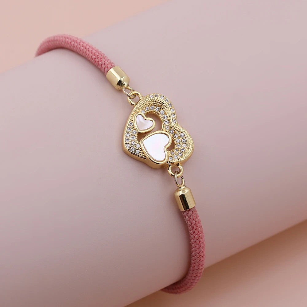 Heart Charm Rope Bracelet