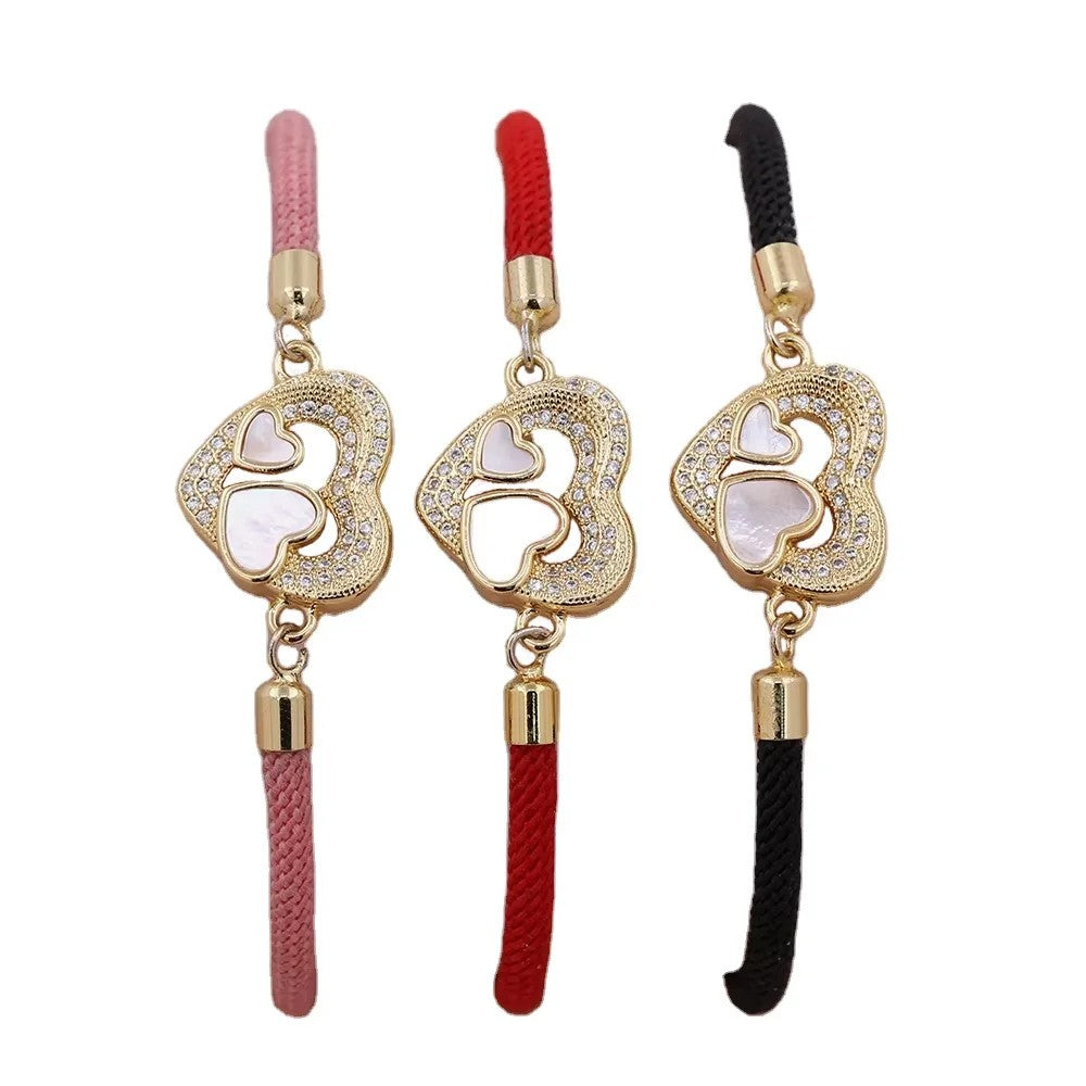 Heart Charm Rope Bracelet