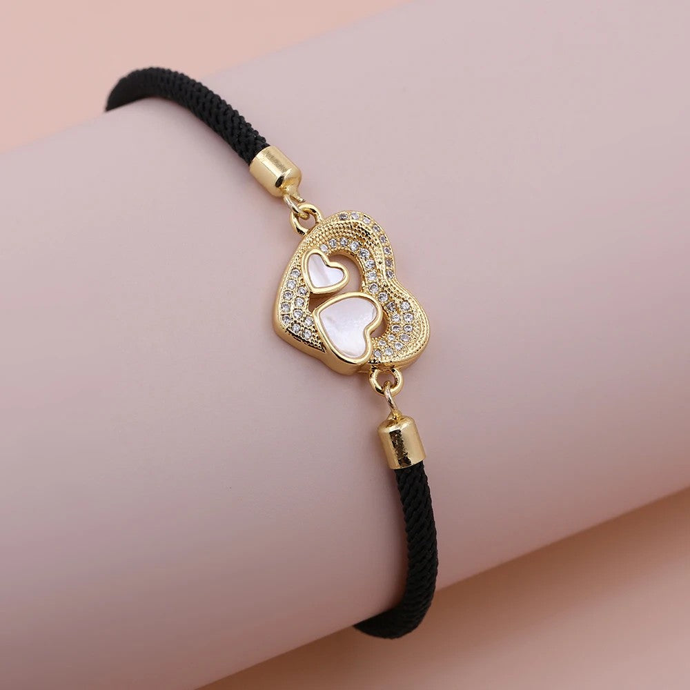 Heart Charm Rope Bracelet