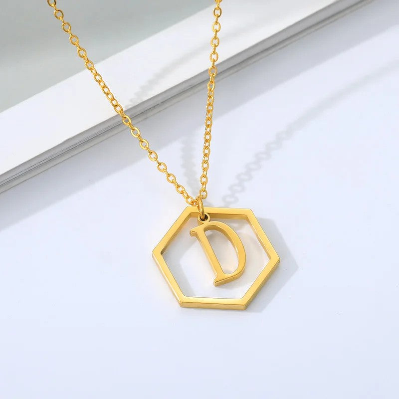 Hexagon Initial Necklace