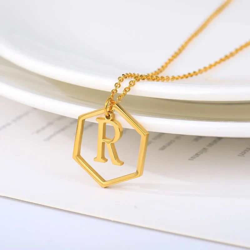 Hexagon Initial Necklace