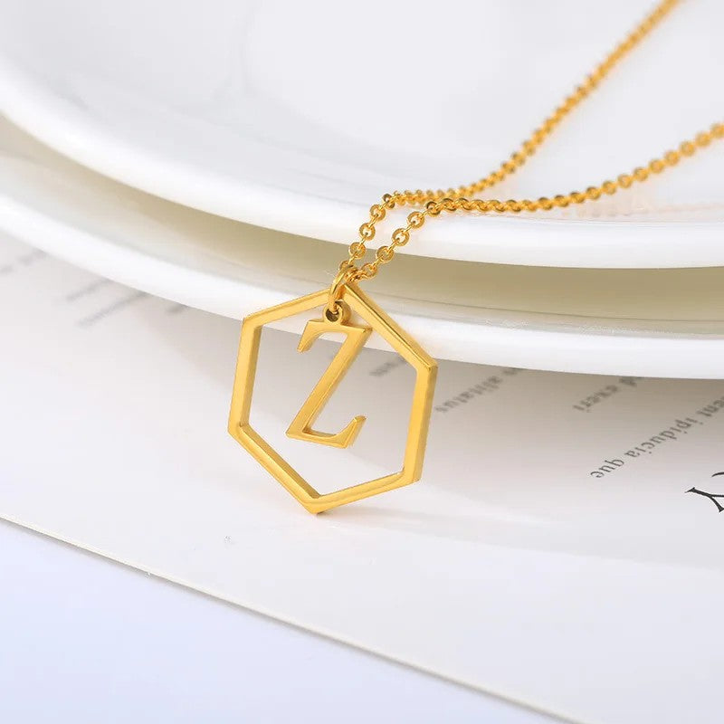 Hexagon Initial Necklace