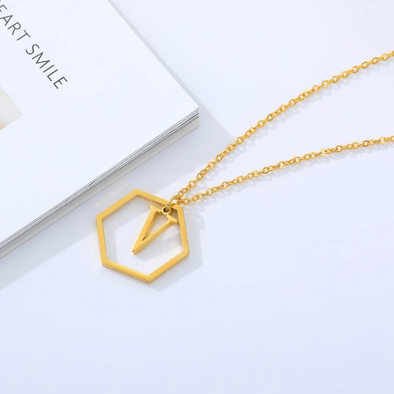 Hexagon Initial Necklace