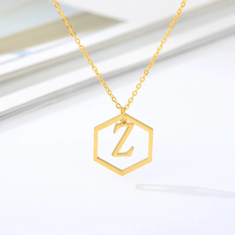 Hexagon Initial Necklace
