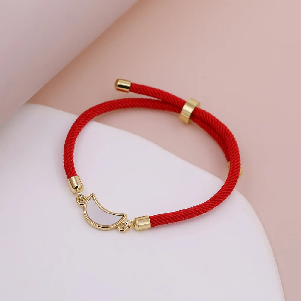 Red Rope Moon Charm Bracelet