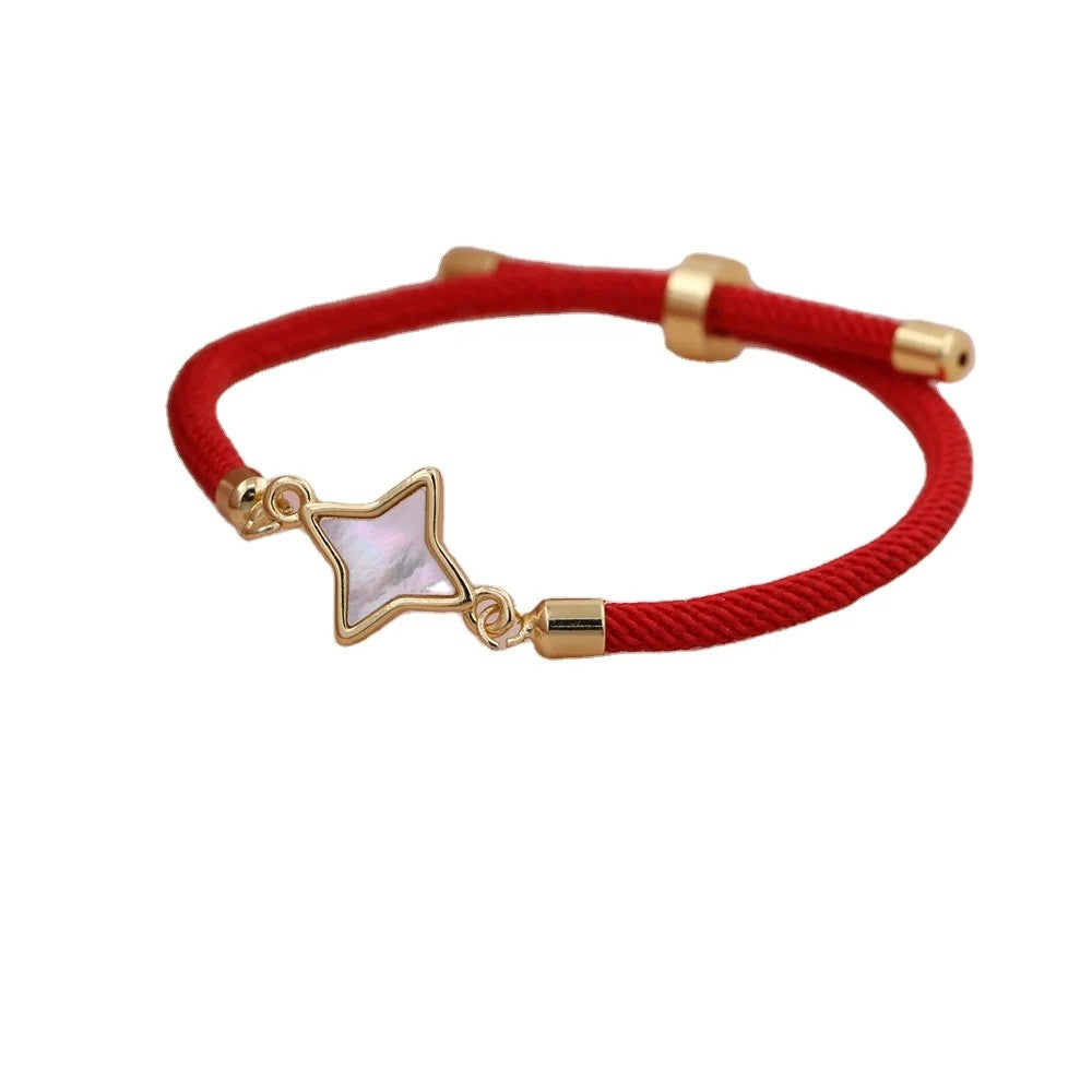 Red Rope Moon Charm Bracelet