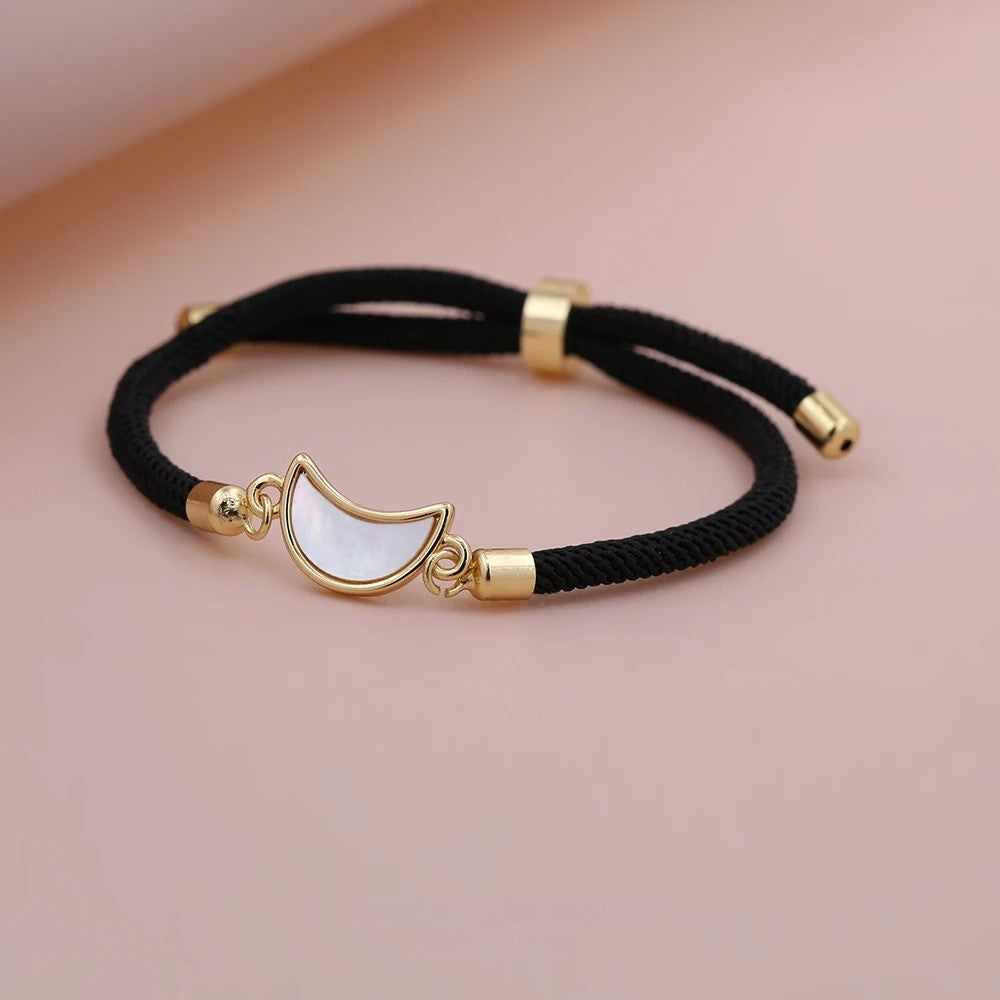 Red Rope Moon Charm Bracelet