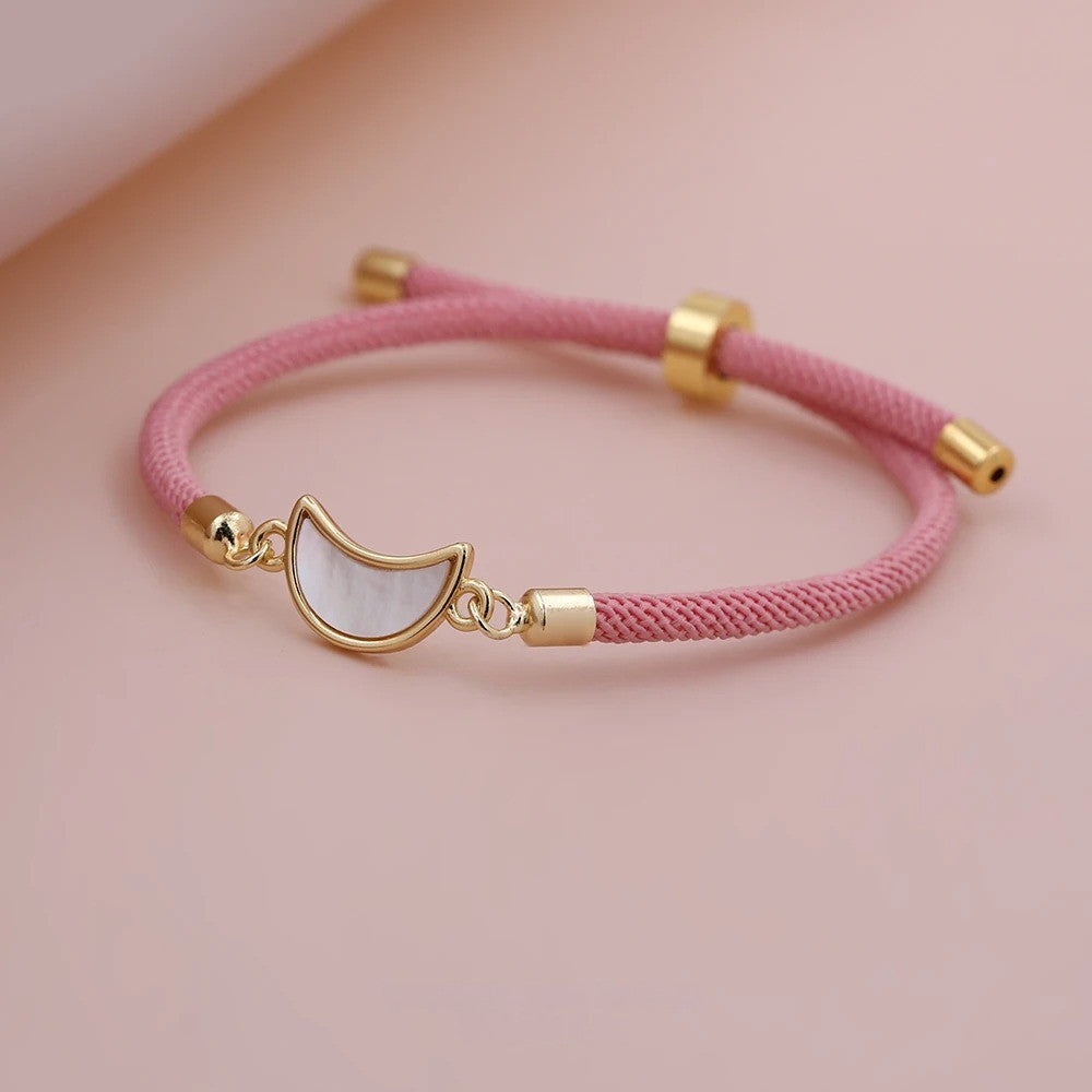 Red Rope Moon Charm Bracelet