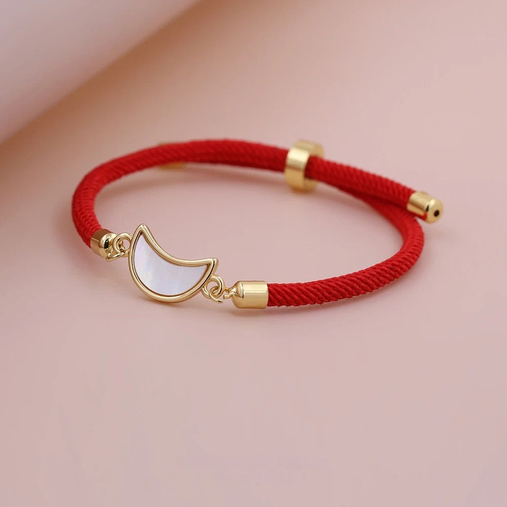 Red Rope Moon Charm Bracelet