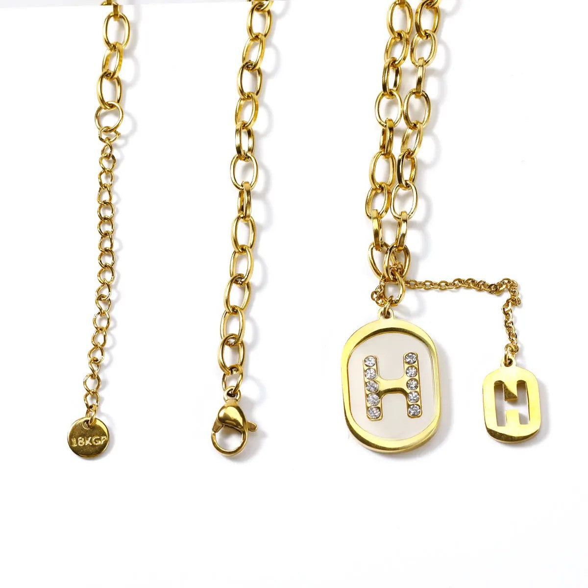 Crystal H Oval Pendant Necklace