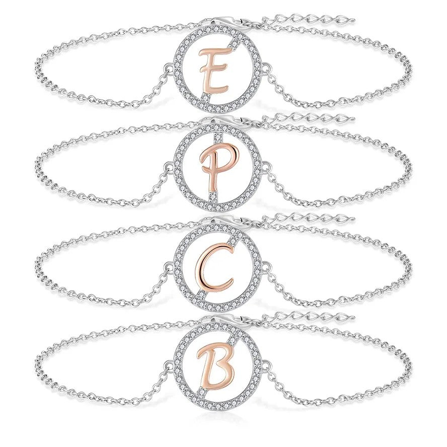Crystal Initial Circle Bracelet