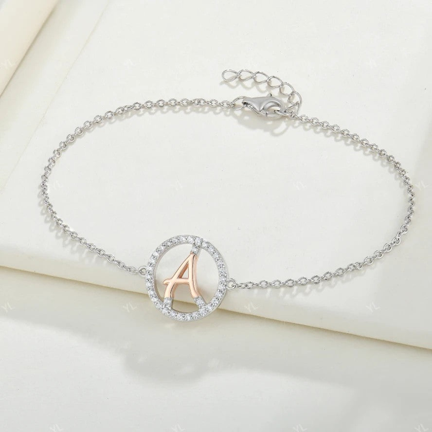 Crystal Initial Circle Bracelet