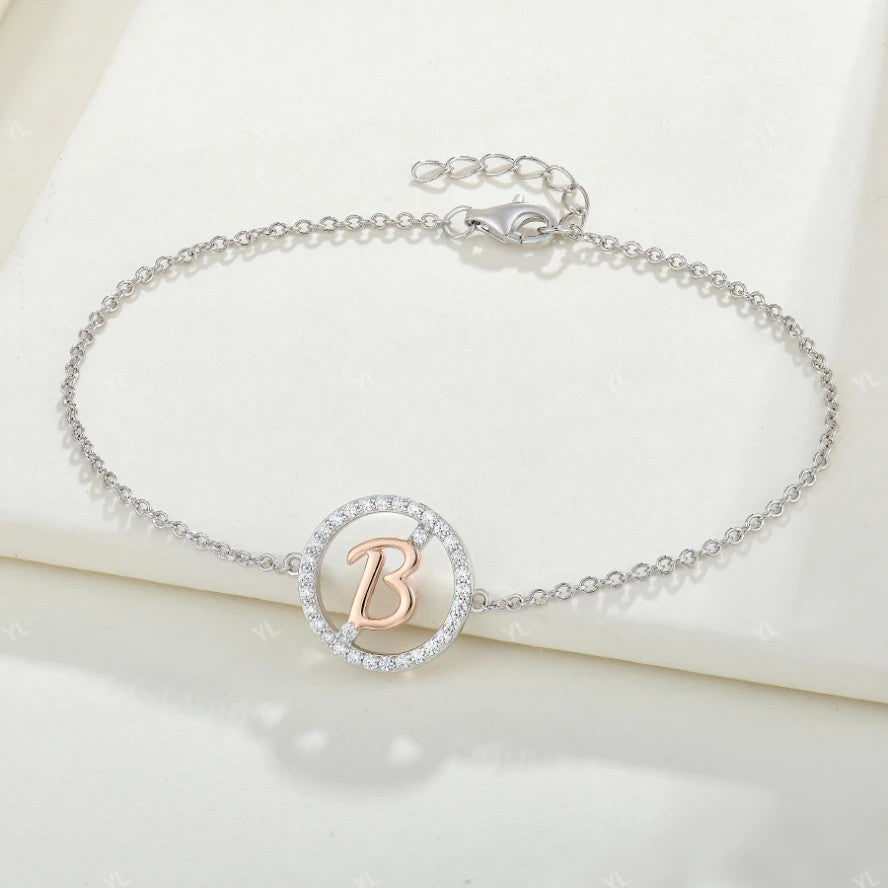 Crystal Initial Circle Bracelet