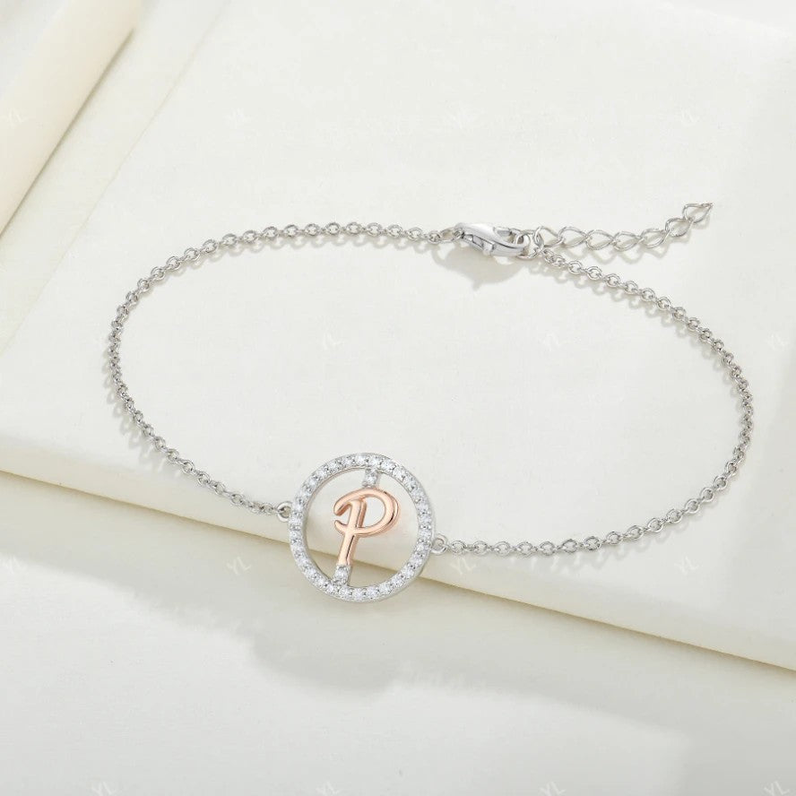 Crystal Initial Circle Bracelet