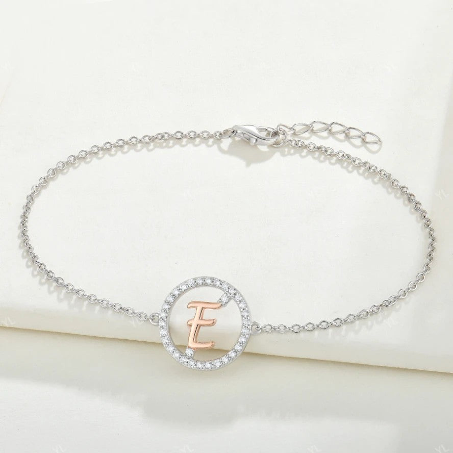Crystal Initial Circle Bracelet