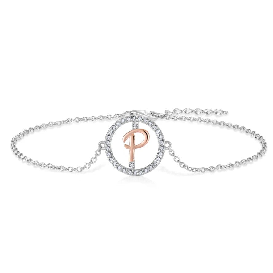 Crystal Initial Circle Bracelet