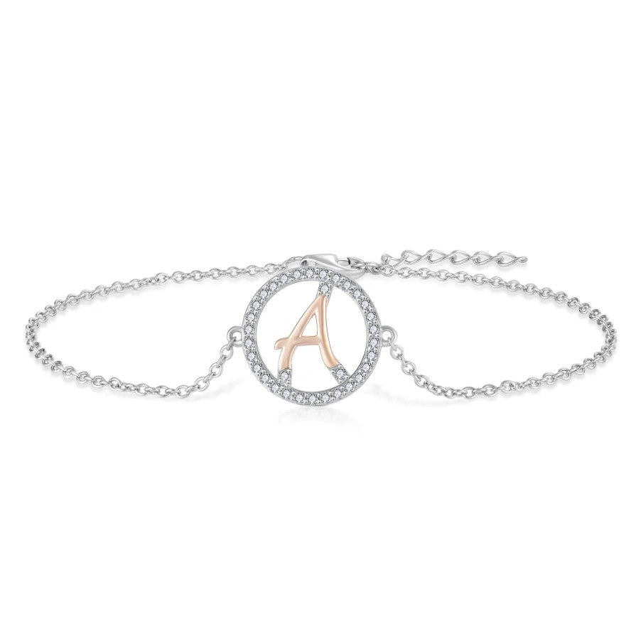 Crystal Initial Circle Bracelet
