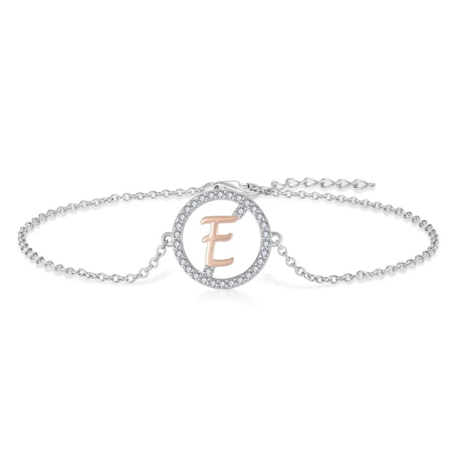 Crystal Initial Circle Bracelet