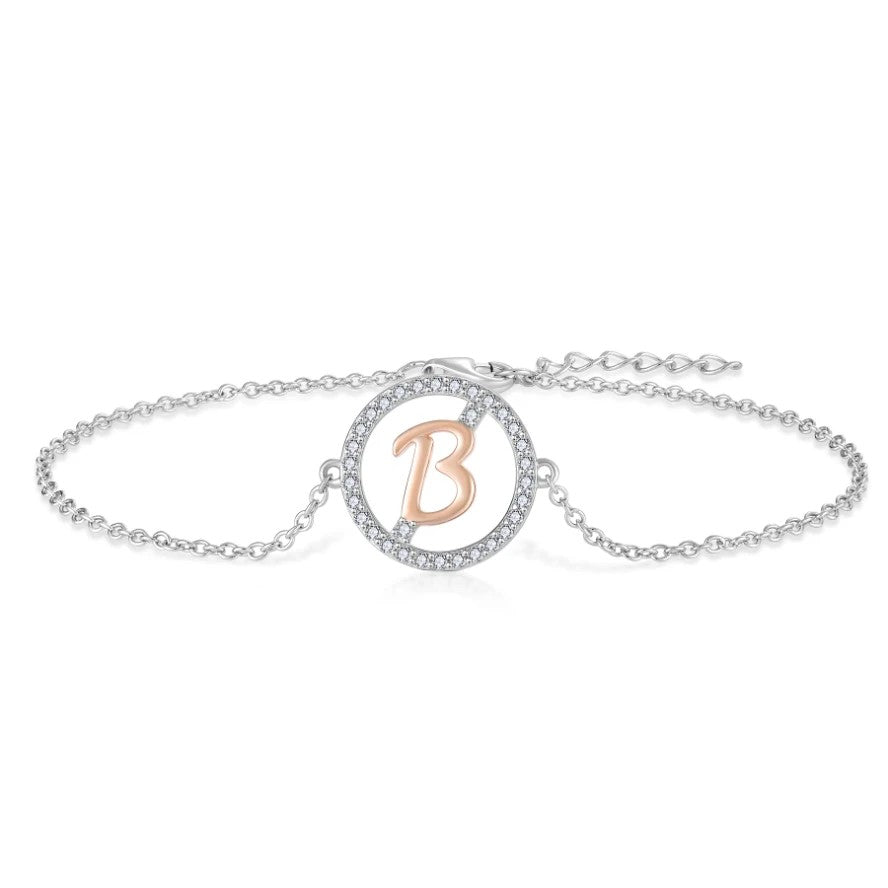 Crystal Initial Circle Bracelet