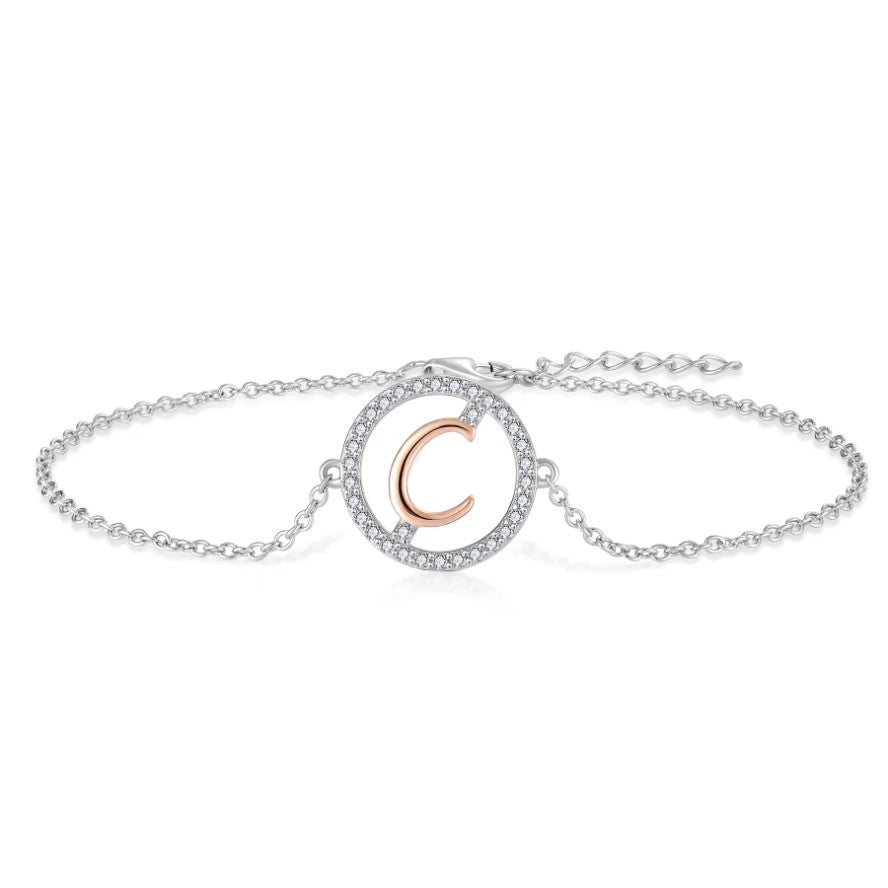 Crystal Initial Circle Bracelet