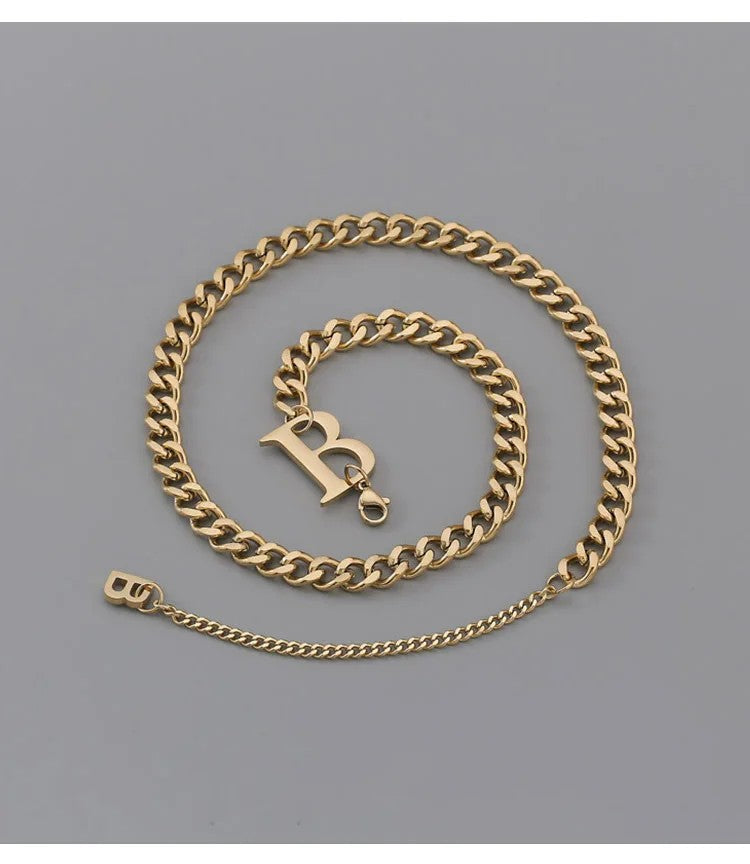 Letter B Dangle Chain Necklace