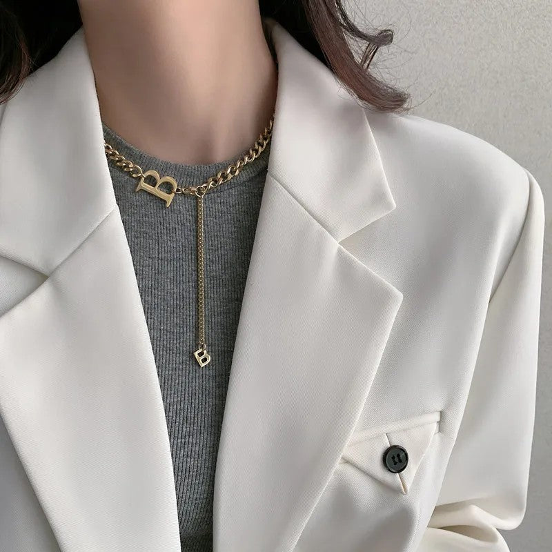 Letter B Dangle Chain Necklace