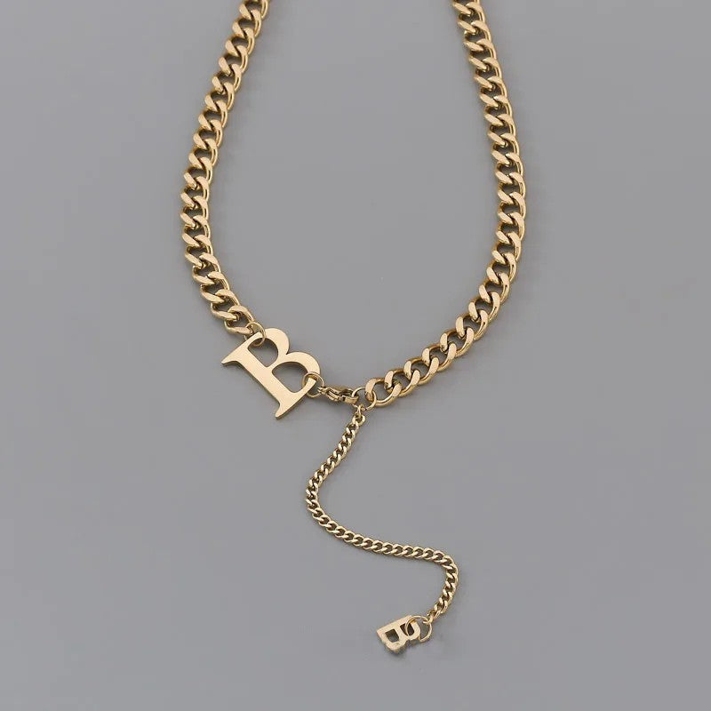 Letter B Dangle Chain Necklace