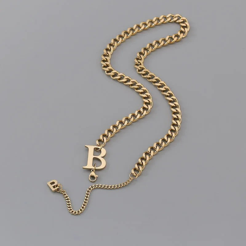 Letter B Dangle Chain Necklace