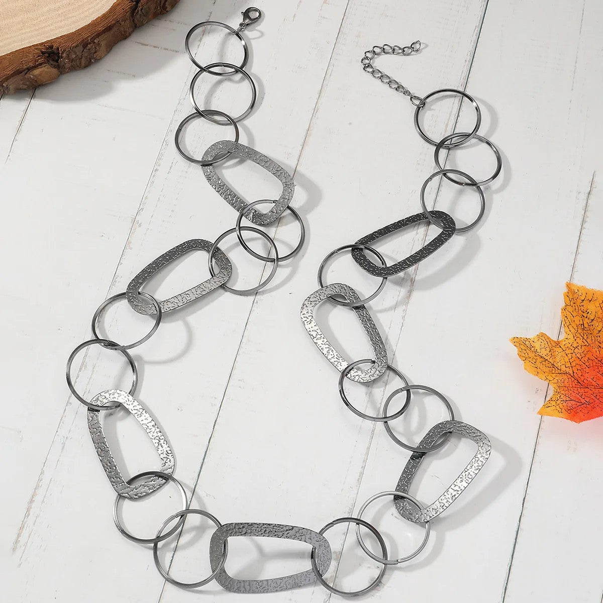 Textured Oval Link Necklace