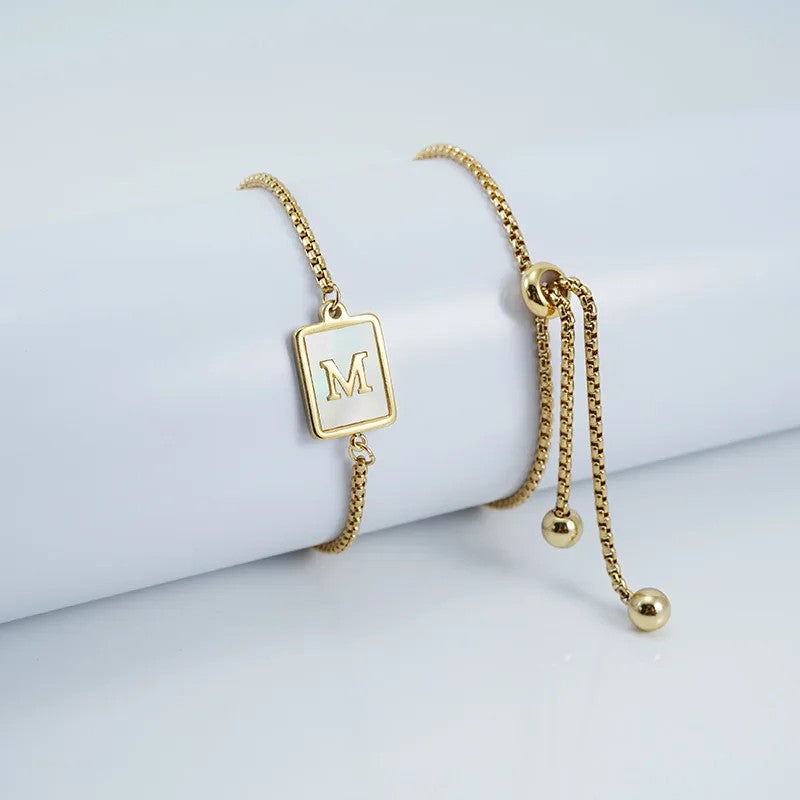Square Initial Charm Bracelet