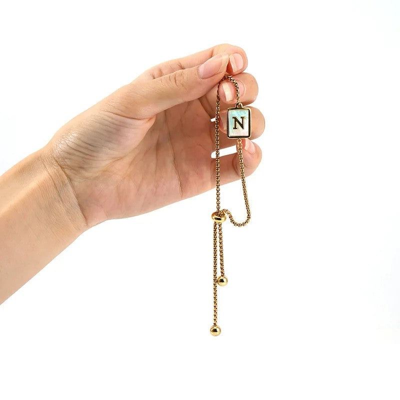 Square Initial Charm Bracelet