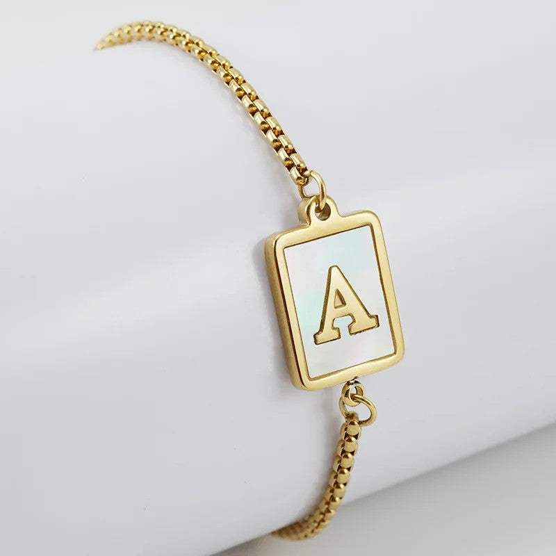 Square Initial Charm Bracelet
