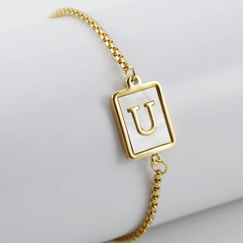 Square Initial Charm Bracelet