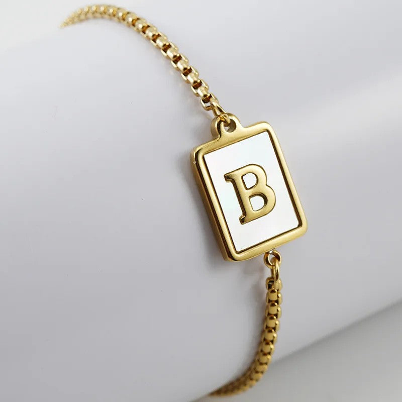 Square Initial Charm Bracelet