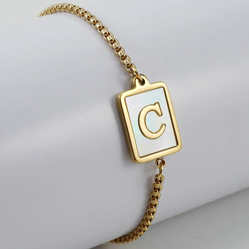 Square Initial Charm Bracelet