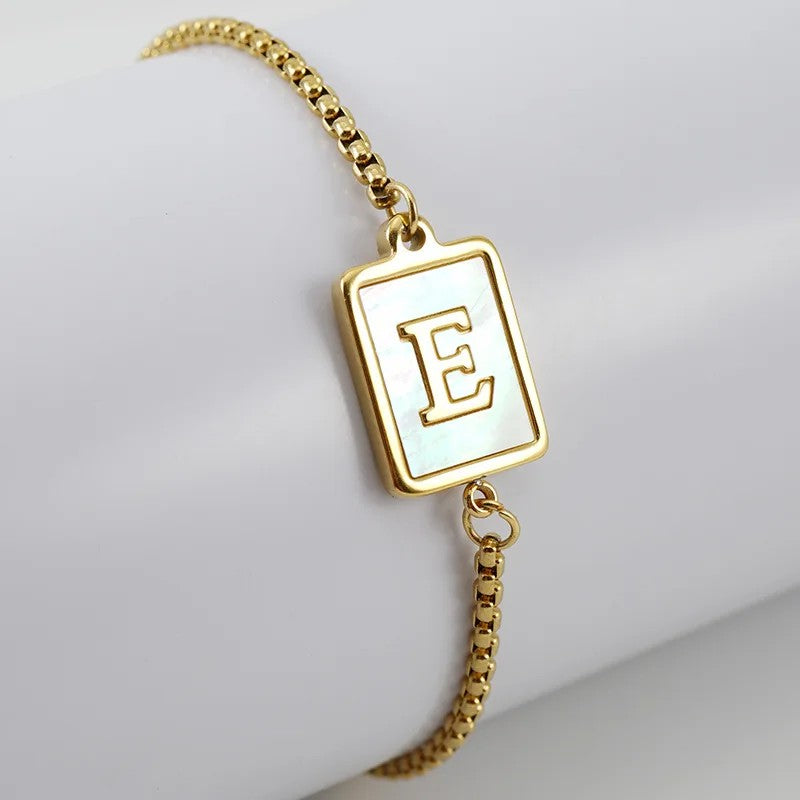 Square Initial Charm Bracelet