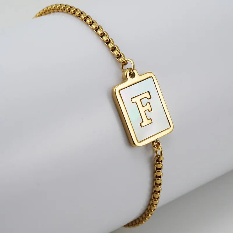 Square Initial Charm Bracelet