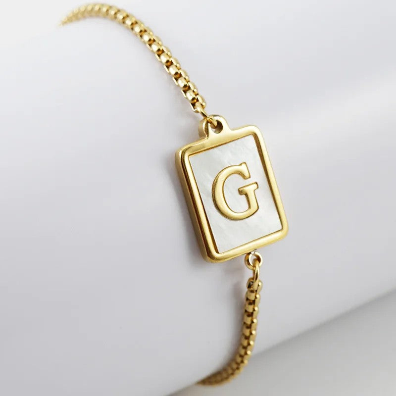 Square Initial Charm Bracelet