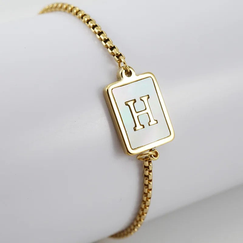 Square Initial Charm Bracelet