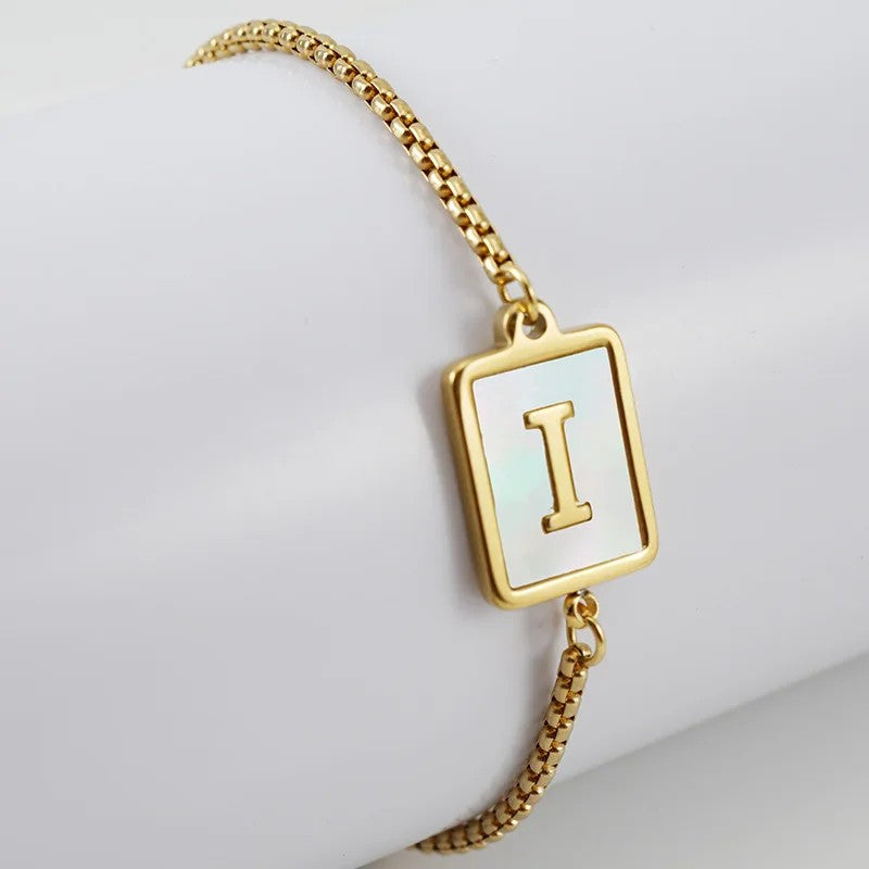 Square Initial Charm Bracelet