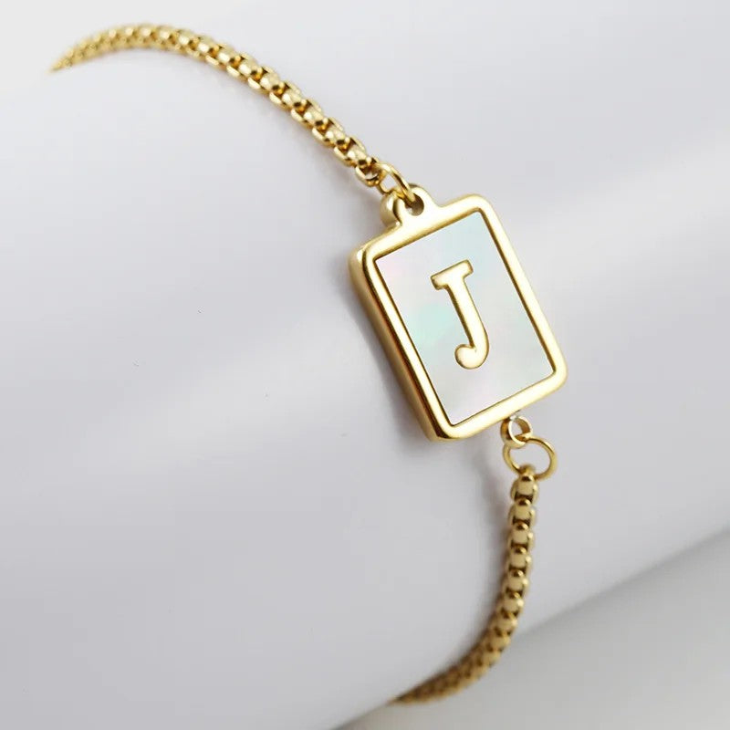 Square Initial Charm Bracelet